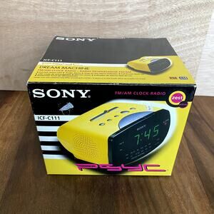 Sony Dream Machine PSYC ICF-C111 FM AM Clock Radio Alarm Zest Yellow New Vintage